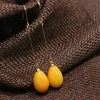 Unique design yellow baking paint glass 9*13mm long earrings fashion women party dangle eardrop jewelry B1800 ► Photo 2/4