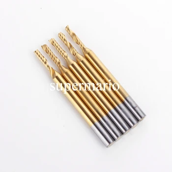 

5x 1/8'' Titanium N2 Coated Carbide One Single Flute CNC Router Bit 2mm x8mm NEW