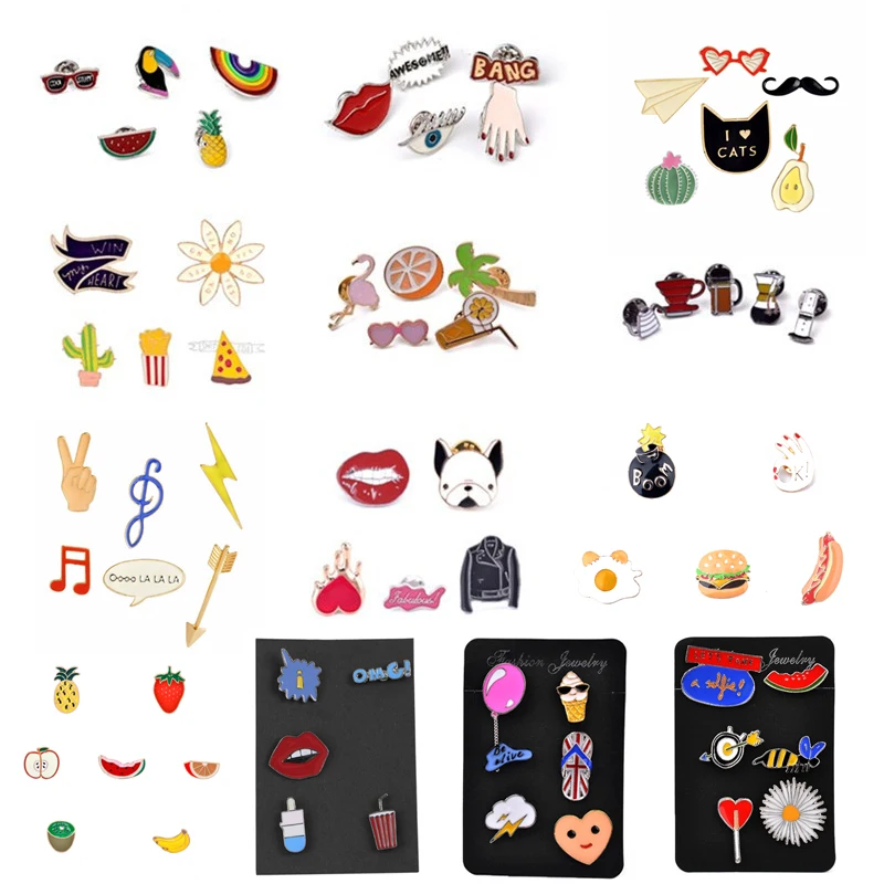 

19 Style Enamel Pins Set Badge For Clothes Colorful Cartoon Brooches