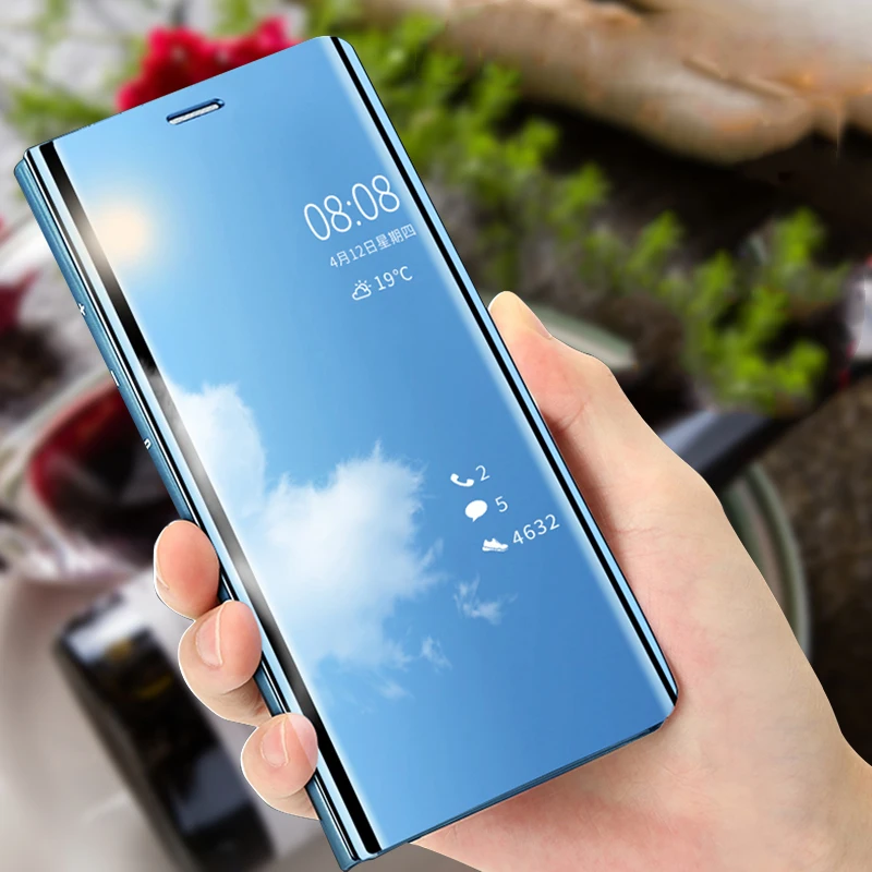 

Flip Mirror Case For Apple Iphone X XR Clear Smart Phone Cover For Iphone 8 Plus XS Max Leather Phone Case