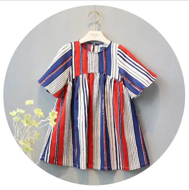 Brand Design Color Combination Baby Girl Short Sleeve Cotton Dresses Children Summer Splicing Clothes Little Brand Design Color Combination Baby Girl Short Sleeve Cotton Dresses Children Summer Splicing Clothes Little