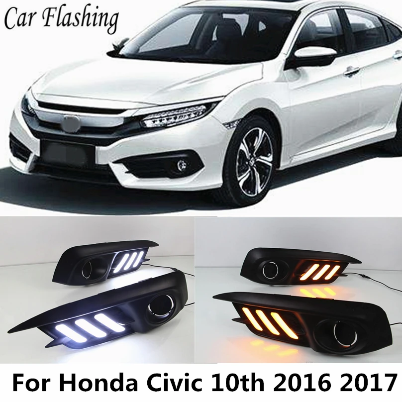 1 комплект Автомобильные светодиодные дневные ходовые огни для Honda Civic 10 2016 2017 2018