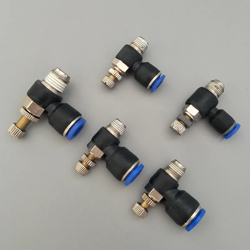 1PCS Pneumatic Throttle valve 4 6 8 10 12mm Adjust Air Flow Speed Control Regulating Valve M5" 1/8" 1/4" 3/8 1/2" Thread