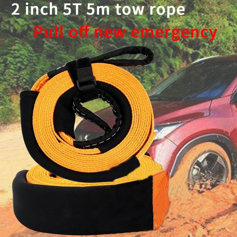 VODOOL 5 m 5 طن الثقيلة سيارة الطريق الانتعاش سحب حزام سحب الحبال مع 2 Tow شناكل اكسسوارات السيارات التصميم سيارة سحب الحبال