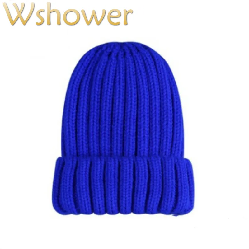 What in shower Толстая теплая вязаная женская и мужская шапка skullies крючком зимняя