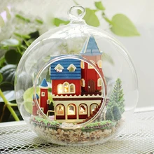 Миниатюрный Кукольный Домик DIY Модель Кукольный дом с мебели стеклянный домик для Бала для кукол Каса Рождественский подарок игрушки для детей B005# E