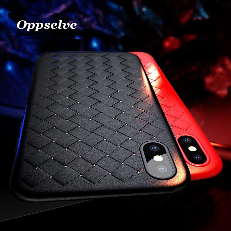 

Oppselve Grid Silicone Weave Case For iPhone 8 8 Plus 7 7 Plus Cases Luxury Ultra Thin Soft TPU Case For iPhone X 10 IX Capa
