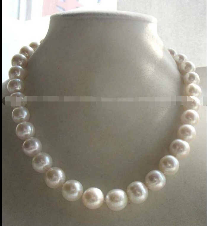 

freshwater pearl white round A 11-12mm necklace 17inch ^^^@^Noble style Natural Fine jewe FREE SHIPPING