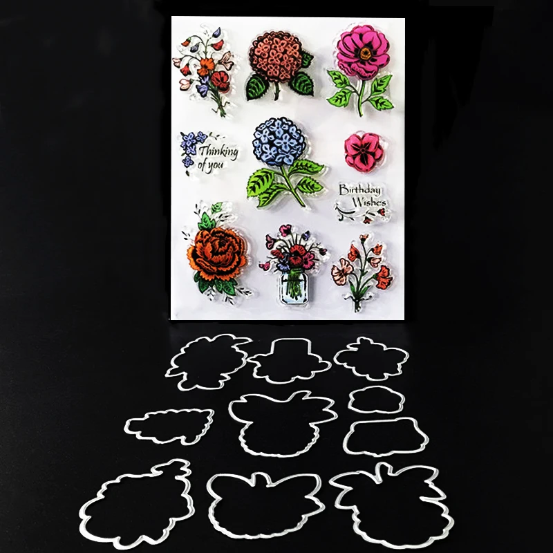 Buy flower frame stamp dies Clear rubber stamp and