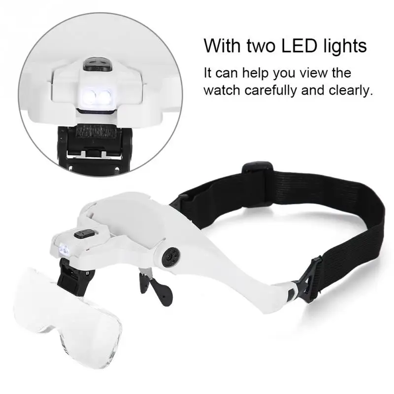 

Eyeglass-Type band Magnifier with 5 Lens LED Light Makeup Kits Tool Jewelry Checking Watch repairing