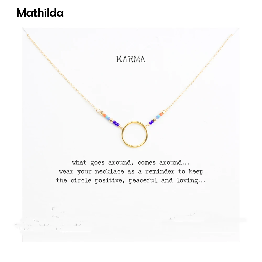 

Hot Sale Karma Multi-color Seed Bead Necklace Gold Dipped Pendant Necklace Clavicle Chain Statement Necklace Women JeweleryT0312