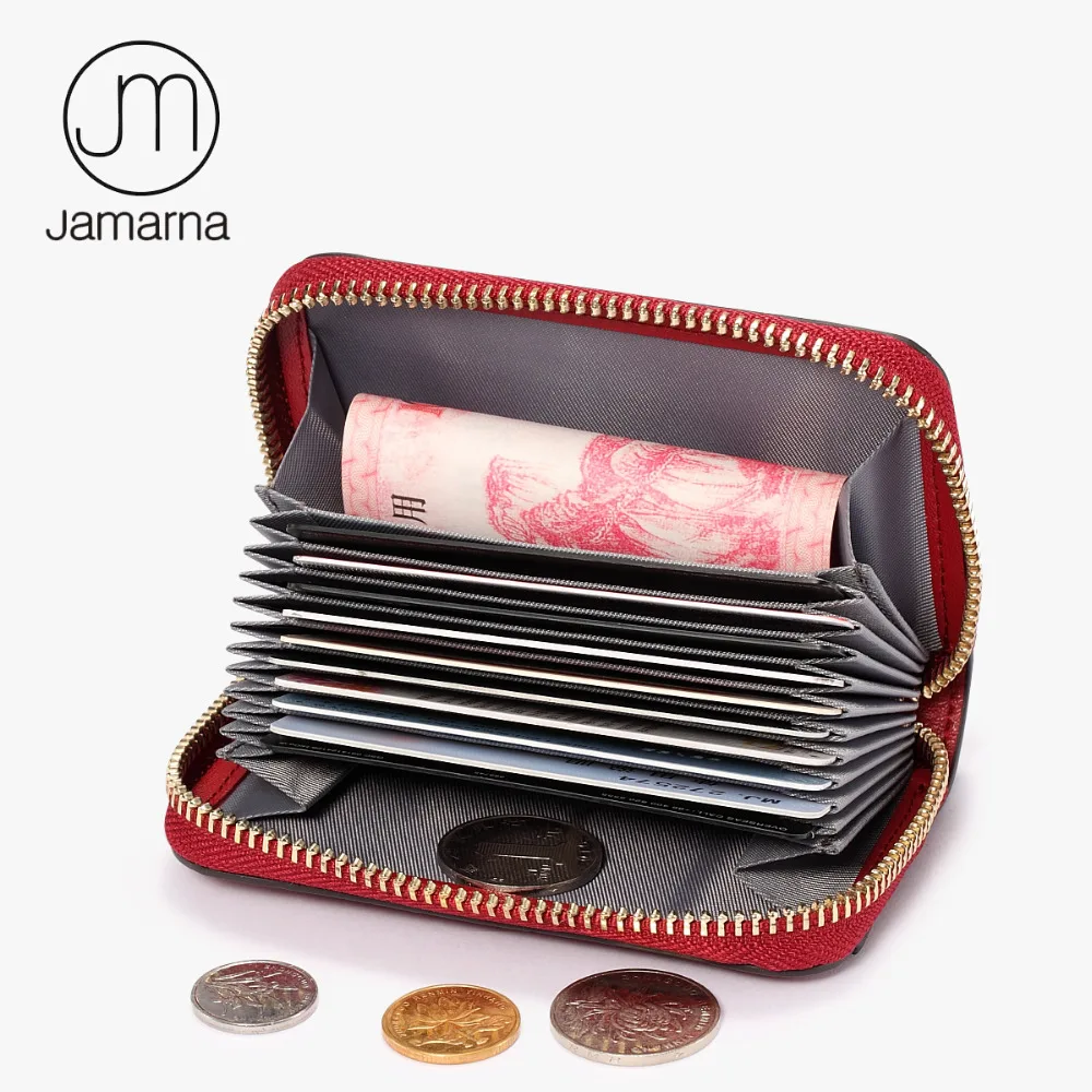 Jamarna Настоящая кожа Бизнес ID держатель кредитной карты Для женщин Мини Портмоне