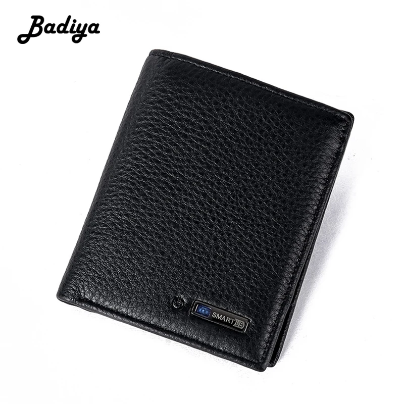 

Men Wallet Anti Theft Smart Bluetooth First Layer Cowhide Leather Front Pocket Short Wallet