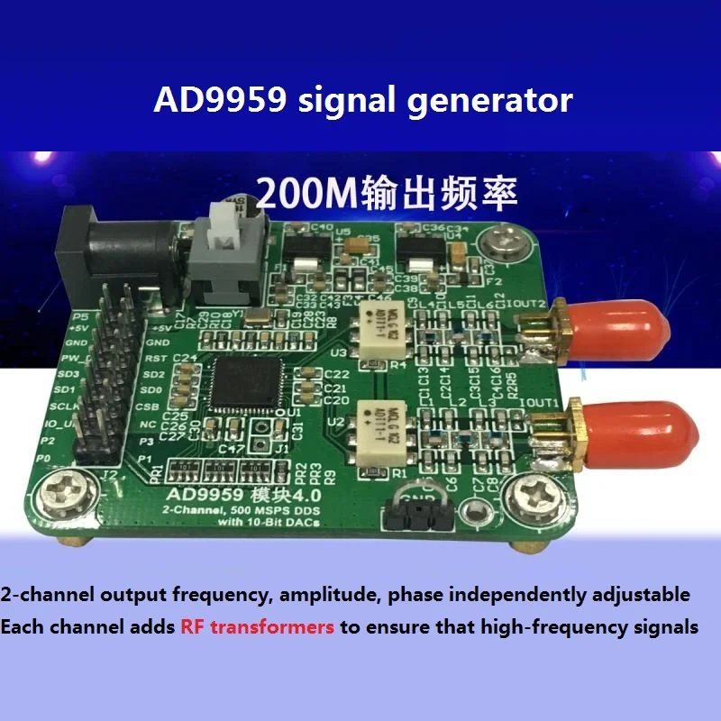 

AD9959 module high speed DDS 200M signal produces RF transformer output to provide test program.