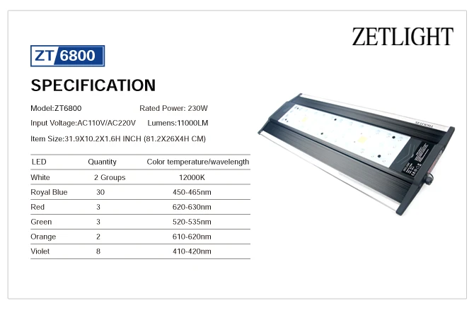 ZET светильник ZT6800 ZT-6800 полный спектр морской светильник светодиодный водоросли цилиндрический светильник морской воды коралловый светильник рассвет закат полный спектр светодиодный