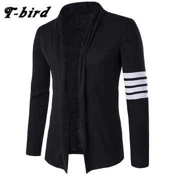 

T-bird 2018 Brand New Sweater Men Concise V-Neck Sweater Coat Cardigan Male stripe Slim Mens Cardigan Sweater Man Cardigan Men