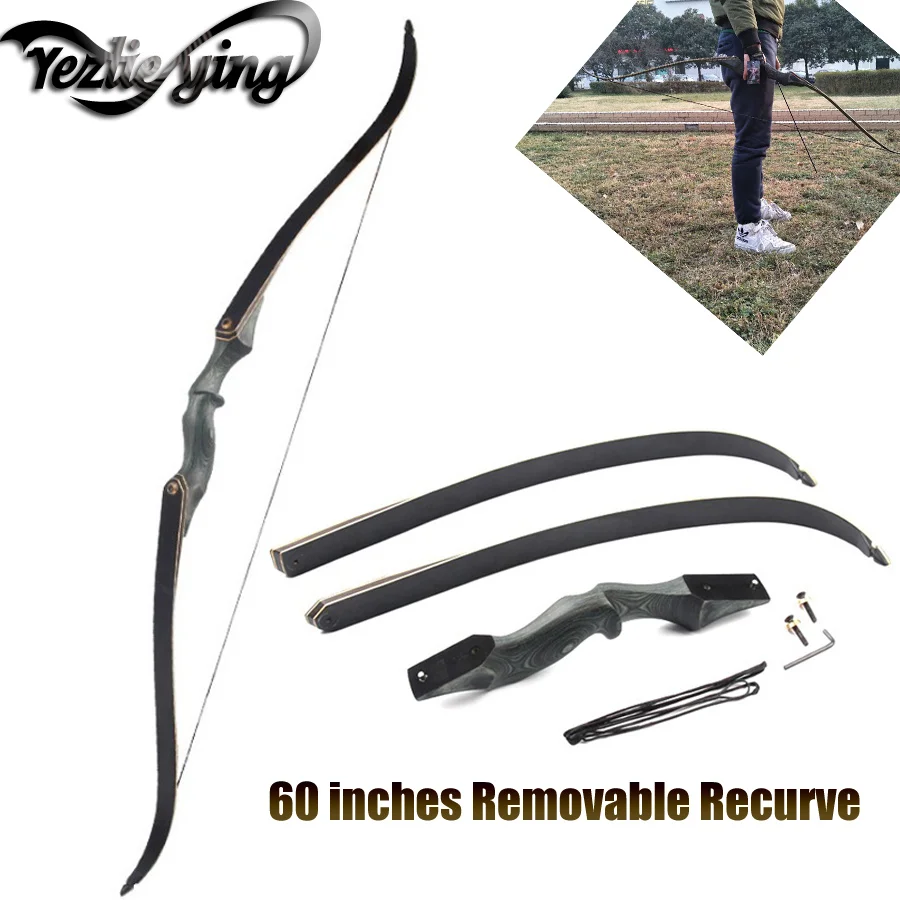 

Outdoor Hunting Archery 60 Inch Detachable Recurve Bow 30-60 lbs Right Hand Compound Bow Handle Hunting Archery