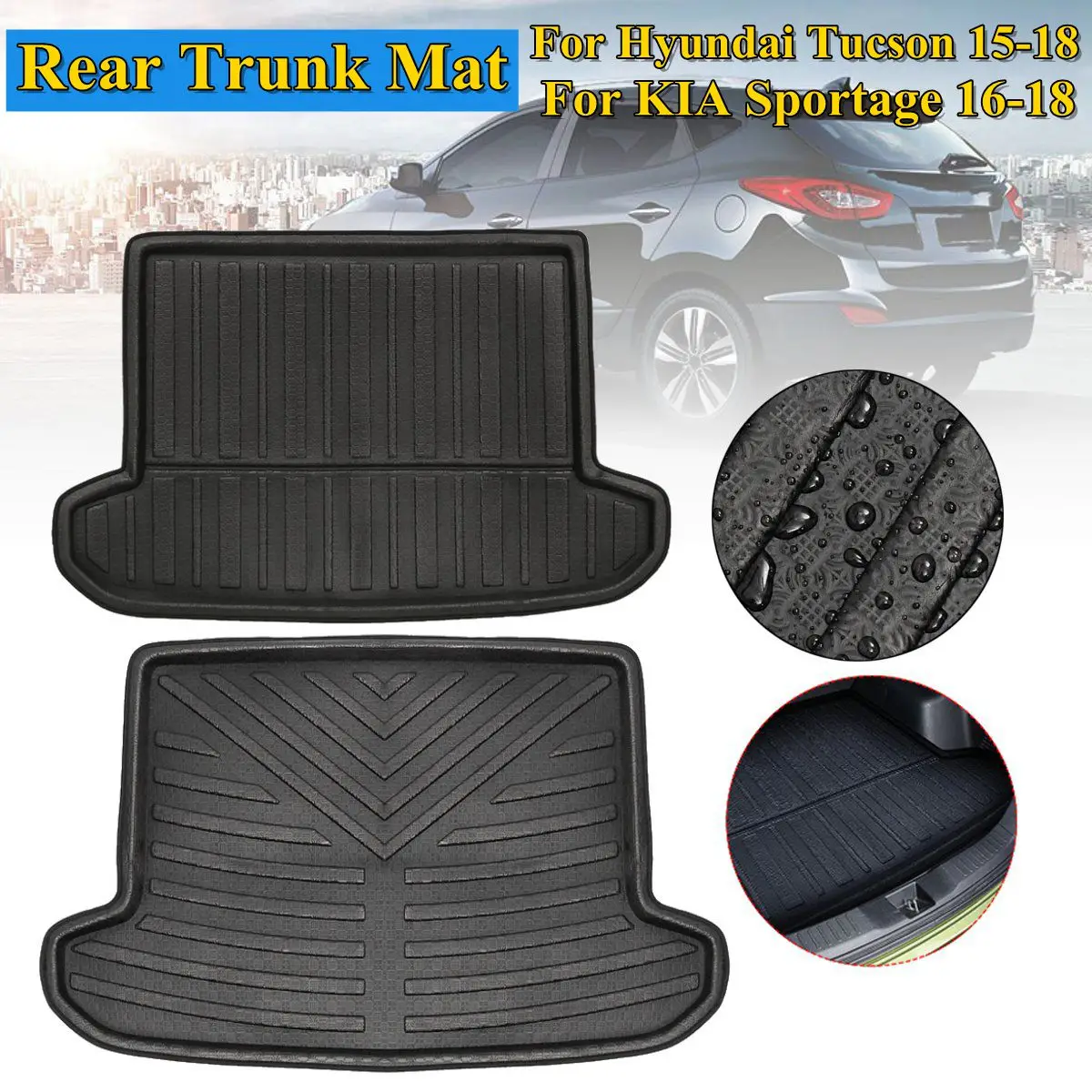 

Car Rear Trunk Cargo Mat Floor Carpet Mud Pad Boot Liner Tray For KIA Sportage QL for HYUNDAI Tucson 2016 2017 2018