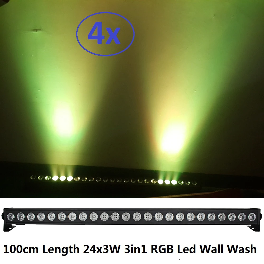 4xLot NEW 24x3W RGB 3IN1 DMX LED Wall Wash Light LED Washer Landscape Lights DMX512 Indoor LED ...