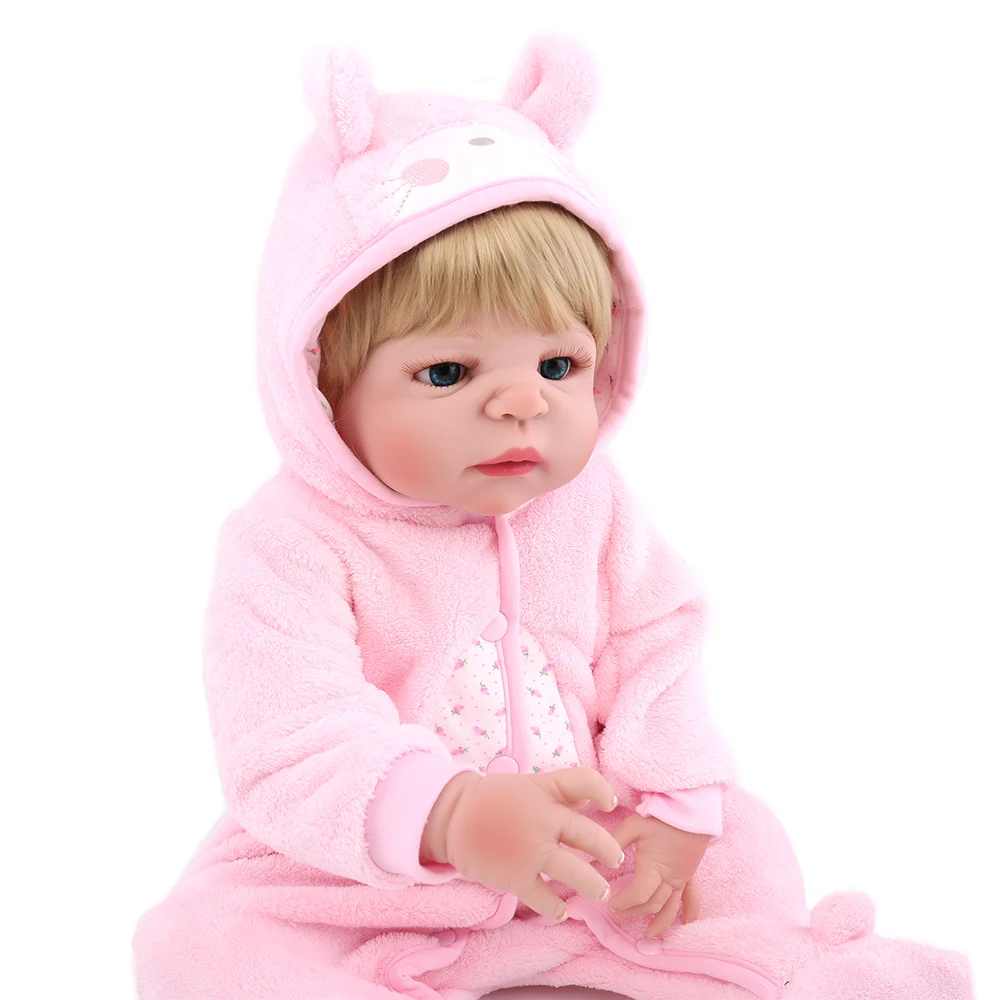 

Real Alive Doll Reborn Girl 22 inch Lifelike BeBe Girl Reborn Silicone 55cm blonde hair wig bonecas reborn de silicone inteiro
