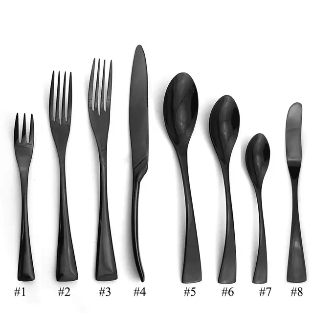 Creative Stainless Steel Black Cutlery Set Mirror Dinner Set Travel Dinnerware Fork Knife For Wedding And Hotel 1piece Dinnerware Sets Aliexpress