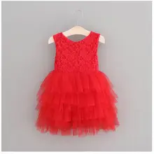 Красное Кружевное праздничное платье принцессы для дня рождения для девочек платье с фатиновой юбкой для маленьких девочек элегантный костюм для крещения для девочек, 5 шт./партия