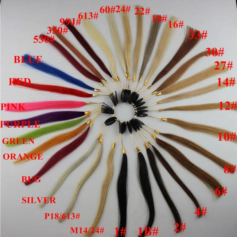 

100% Human Hair Color Rings / Color Chart/ For Hair Extensions 25 Different Colors With Ombre Color Mix