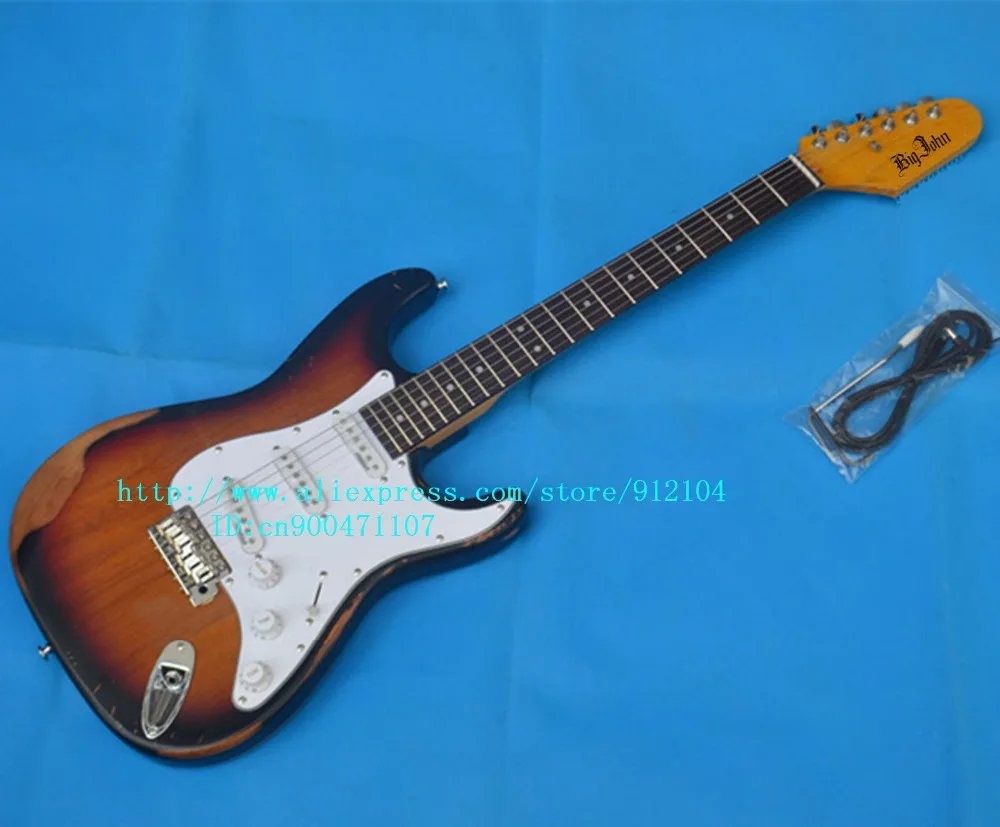 

free shipping new single wave electric guitar in sunburst with wil-son bridge restore ancient ways or make old F-3124+foam box