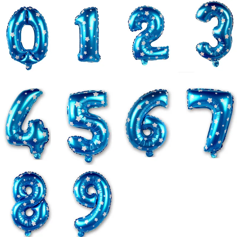 16 дюймов синий шар номер для дня рождения, свадьбы, Рождества, фестиваля счастливого День рождения украшения с изображением воздушных шаров