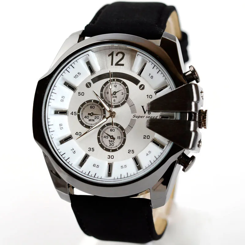Дизайн Роскошные для мужчин часы аналоговый Спорт на открытом воздухе сталь случае кварцевые циферблат кожа наручные часы - Цвет: D