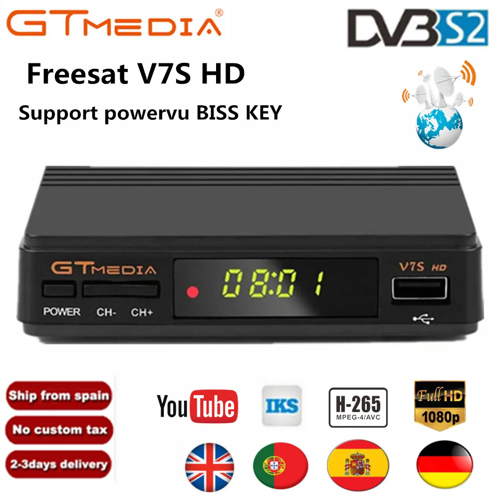

DVB-S/S2 Satellite TV Receiver Freesat V7S HD support for CCCAM IPTV GTmedia V7 HD Decoder for Spain Germany Portugal DVB TV BOX