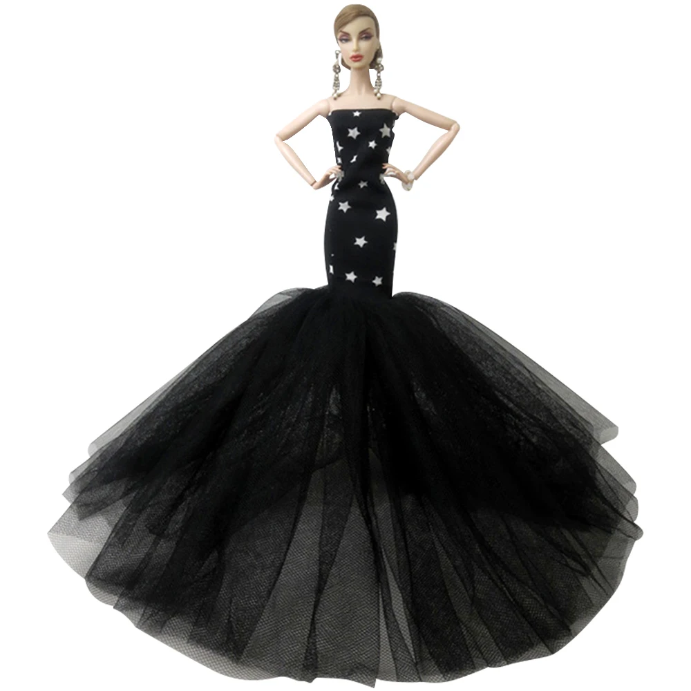 Black Royalty Mermaid Dress Party Dress/Wedding Clothes/Gown For 11.5in.Doll H01 