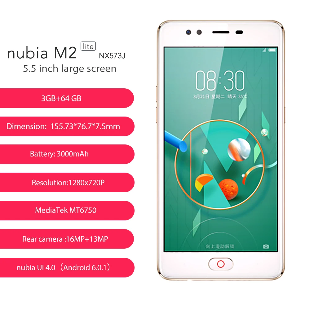 Оригинальный zte Nubia m2 Lite мобильного телефона 4G LTE глобальной прошивки MT6750 Octa Core 5