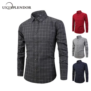

100%Cotton Men Plaid Shirt Casual Long Sleeve Man Shirts Spring Autumn Men's Clothing Business Male Shirt Homme Shirts YN10595