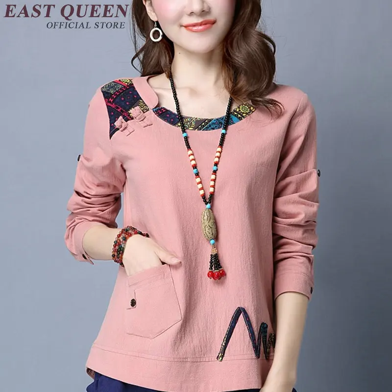 

Traditional chinese blouse shirt tops for women mandarin collar oriental linen shirt blouse female cheongsam top KK270