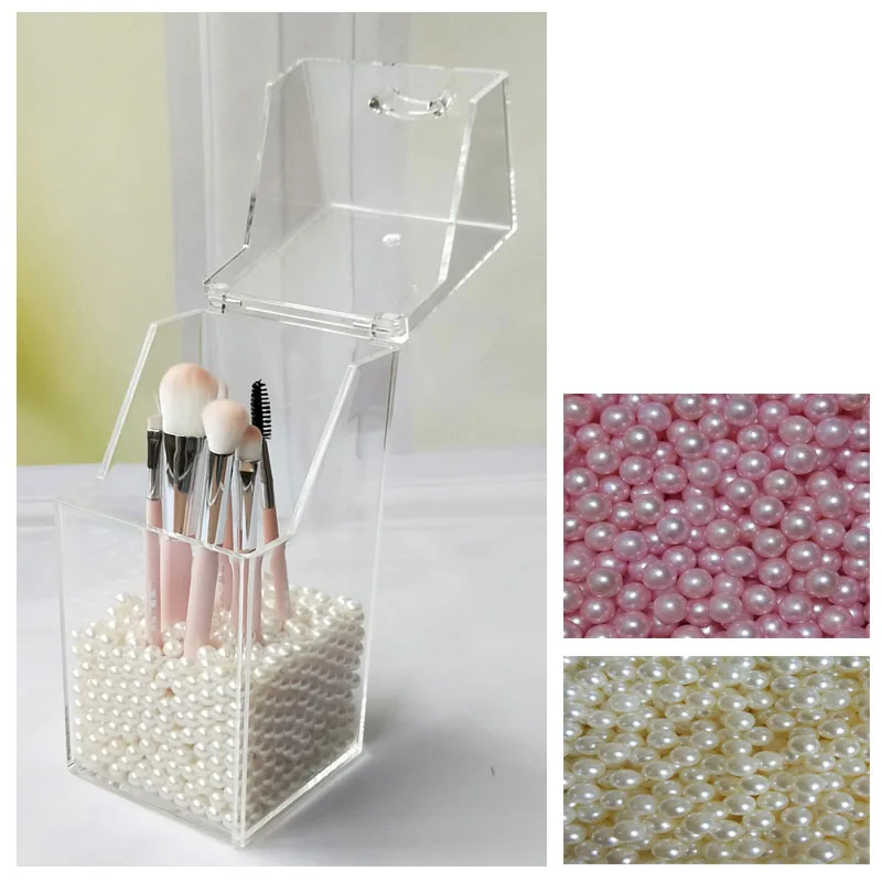 

Makeup Brush Holder Organizer Transparent Storage Box Pearl Make Up Brushes Holder Empty Holder Cosmetic Tools