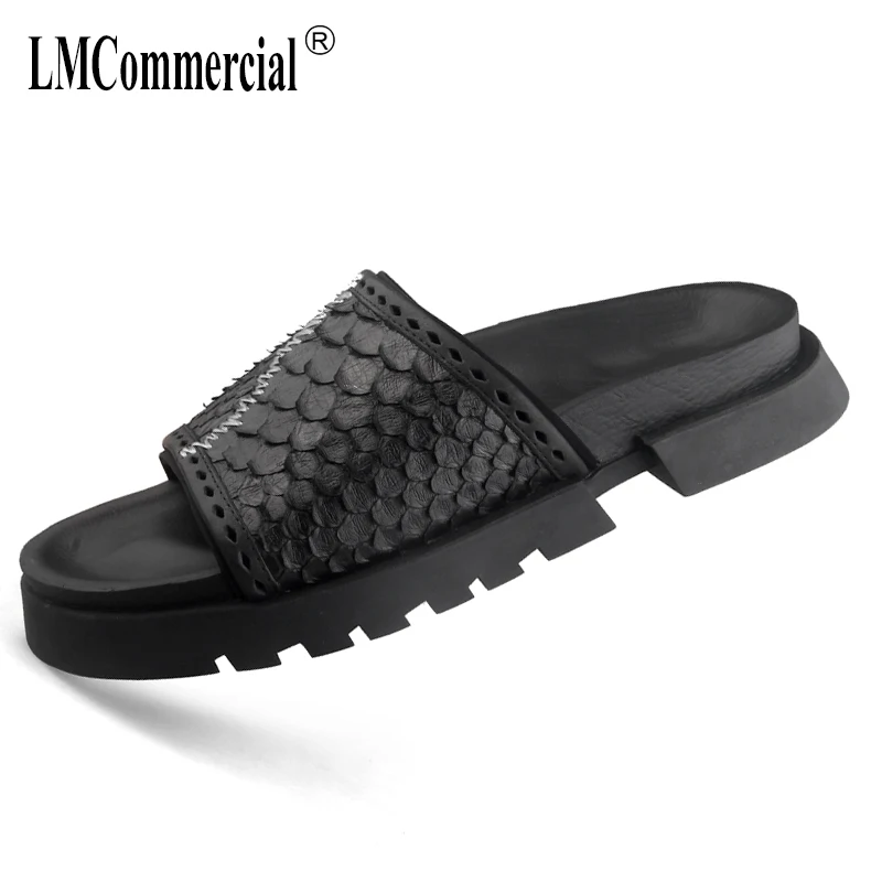 

summer Genuine Leather Shoes sandals Sneakers Men Slippers Flip Flops casual Shoes beach outdoor all-match cowhide Leisure shoes