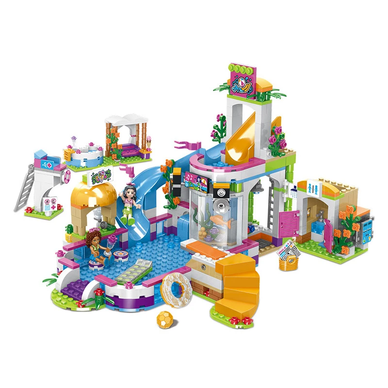 

The Heartlake Swimming Pool Friends Building Blocks Compatible with Legoings Friends 37029 Kits Bricks Children Toy Gift
