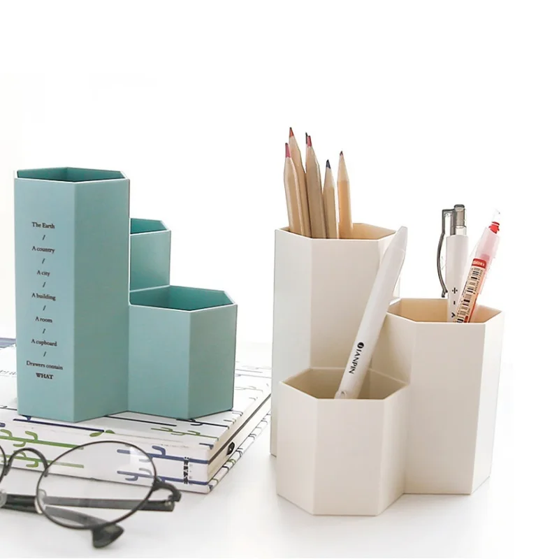 

Hexagonal pen holder container Make-up Brush Storage Box Make-up Holder For Lipstick/Pen/Cosmetic pencil pink white blue