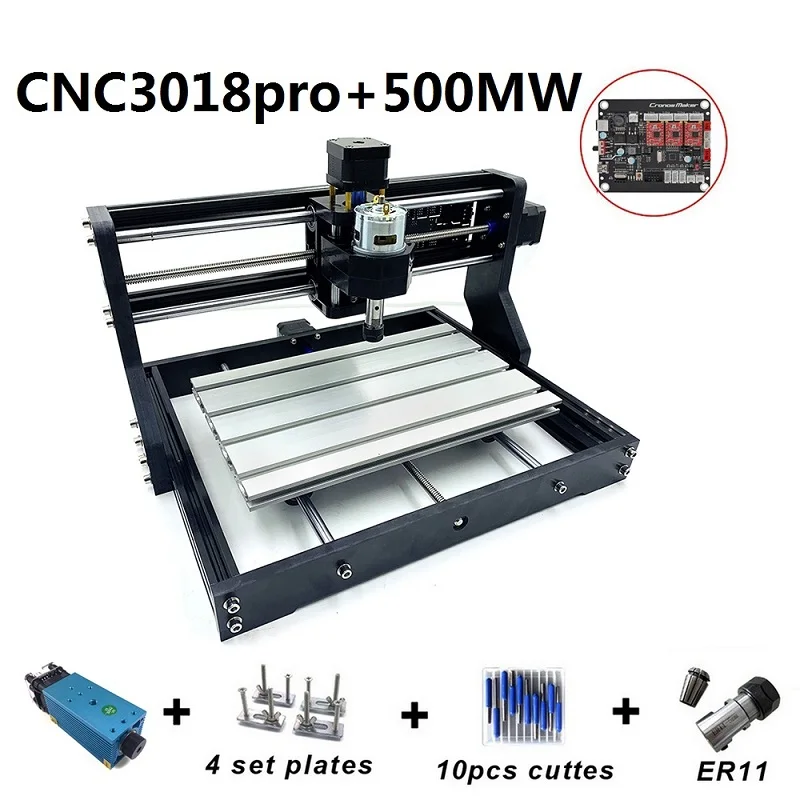 CNC 3018 PRO лазерное гравированное дерево фрезерный станок с ЧПУ GRBL ER11 Хобби DIY гравировальный станок для дерева PCB ПВХ Мини CNC3018 гравировальный станок - Цвет: 3018 Pro 500mw Head