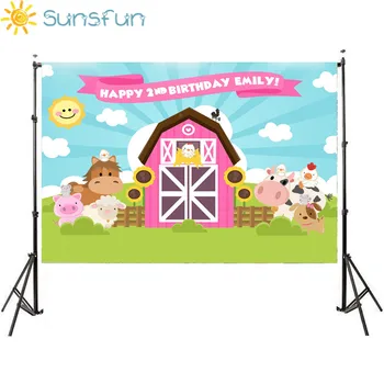 

Sunsfun Farm Theme Photography Backdrop Pink Barn Animals Barnyard House Kids Birthday Background Photo Studio New Photocall
