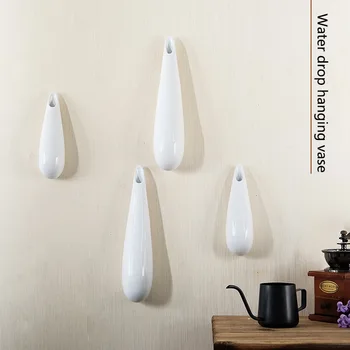 

Hanging Wall Water Droplets Model Vase Ceramic Artware Innovation Green Plants Pendant Restaurant Drawing Room Metope Adornment