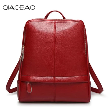 

QIAOBAO 2020 New Quality Leather Backpack Women Backpack For Teenage Girls Fashion Rucksack Students School Bags