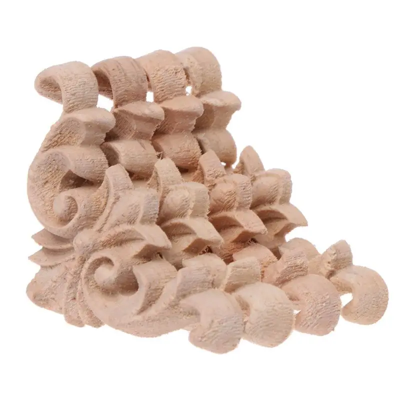 

4pcs/set Wood Carved Corner Flower Onlay Applique Unpainted Frame Cupboard Cabinet Decal For Home Furniture Decor 4x4cm