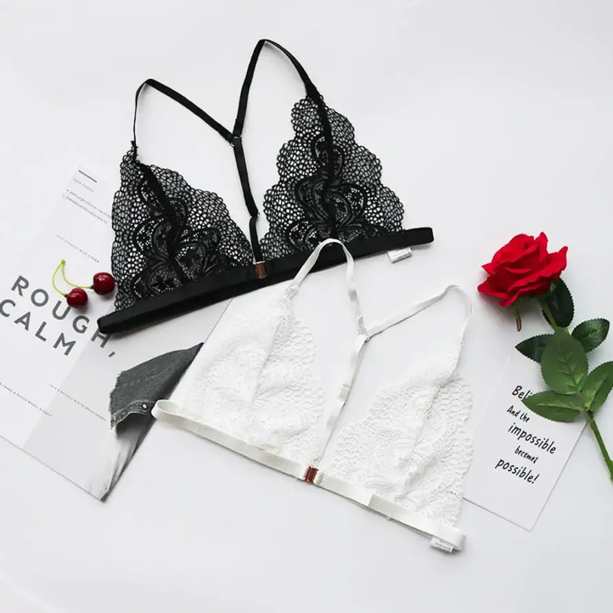2018 New Womens Sexy Lingerie white Bras Hot Erotic Push Up Lace Open Bralette Floral Women Underwear Sex Clothes free ship #TH