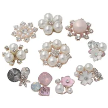 Pérola strass enfeites botões flatback decorativo para artesanato bowknot flor decoração diy artesanato suprimentos 10 peças