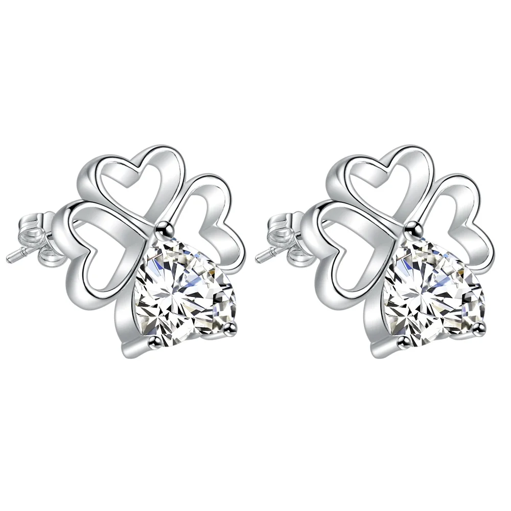 

shiny zircon love heart high quality Silver Earrings for women fashion jewelry earrings /HQLATDKG KTCNIONN