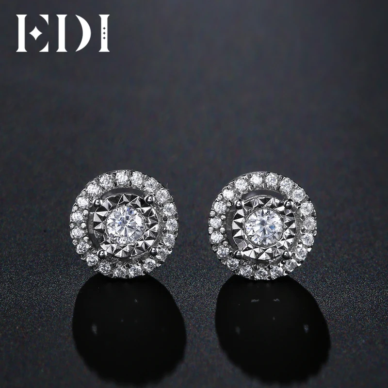 EDI Classic 0.28ttw Round Cut Natural Diamond Soild 14k White Gold Wedding Earrings For Women Fine Jewelry
