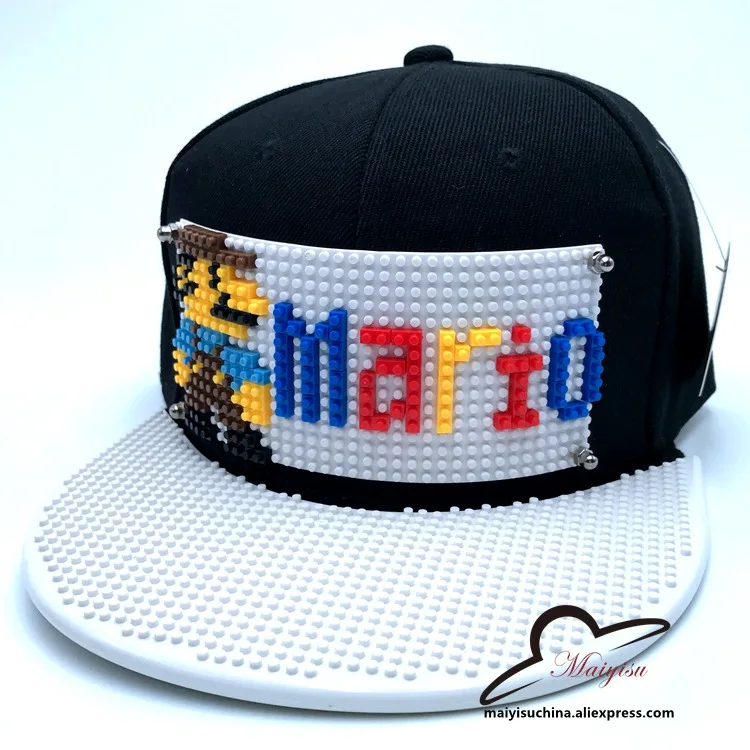 Мода Супер Марио мозаика настроить Snapback DIY Marie brick полями на заказ для шляпы хип-хоп Snapback шляпа бейсбольная Кепка - Цвет: 6