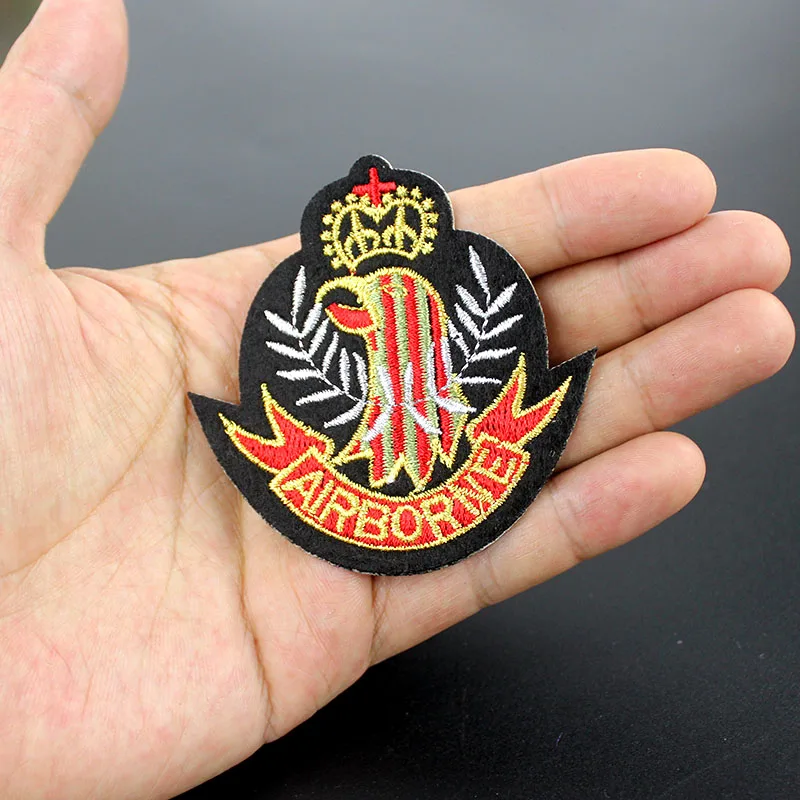 

1Pcs Army airborne badge Patches Hot Iron on Embroidered Military Patch Applique Stickers Fabric for Jacket Jeans DIY